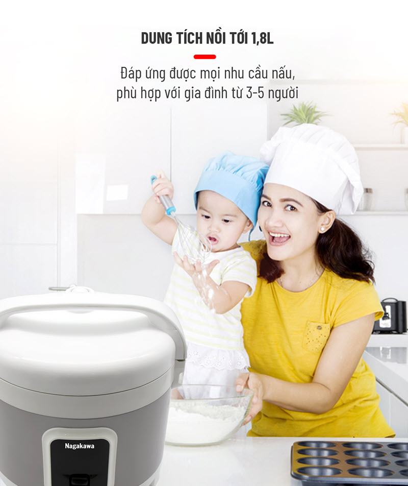 Nồi cơm điện 1,8L Nagakawa NAG0132 Nồi cơm điện 1,8L Nagakawa NAG0132