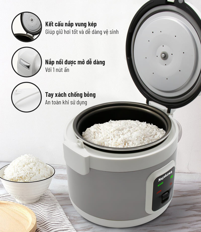 Nồi cơm điện 1,8L Nagakawa NAG0132 Nồi cơm điện 1,8L Nagakawa NAG0132
