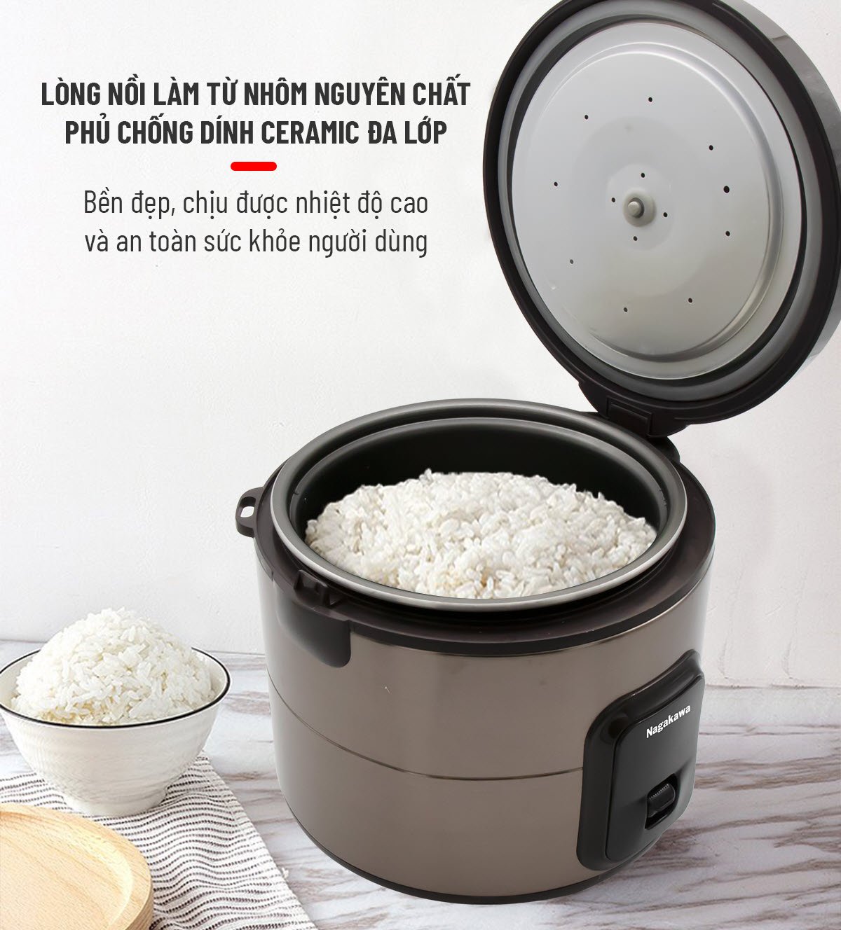 Nồi cơm điện 1,8L Nagakawa NAG0133 Nồi cơm điện 1,8L Nagakawa NAG0133
