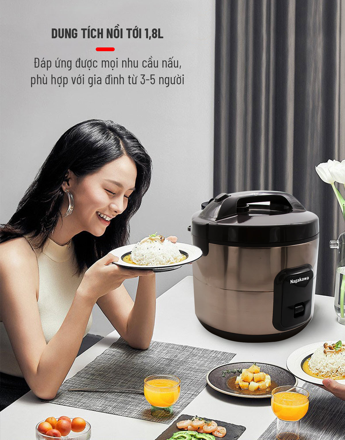 Nồi cơm điện 1,8L Nagakawa NAG0133 Nồi cơm điện 1,8L Nagakawa NAG0133
