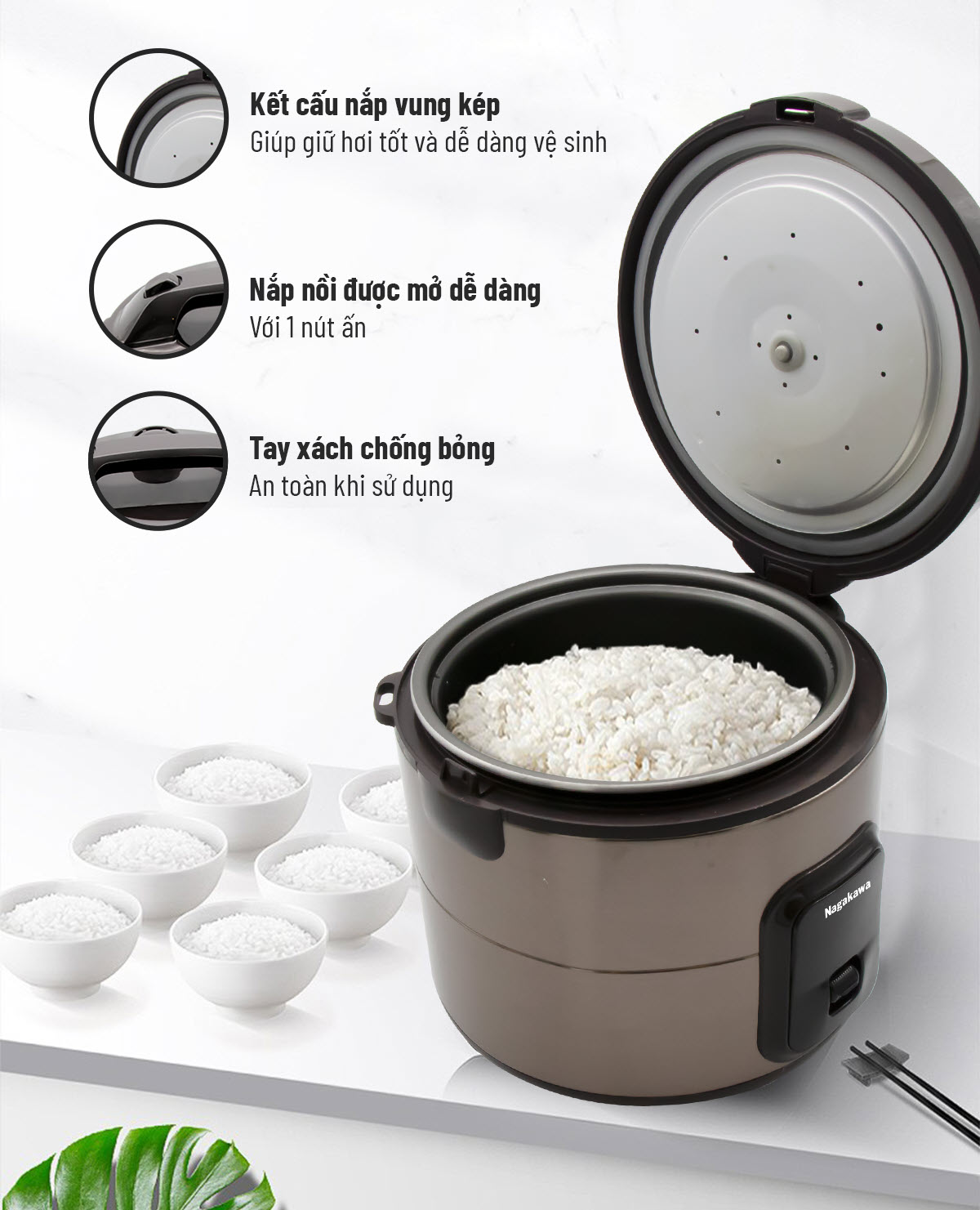 Nồi cơm điện 1,8L Nagakawa NAG0133 Nồi cơm điện 1,8L Nagakawa NAG0133