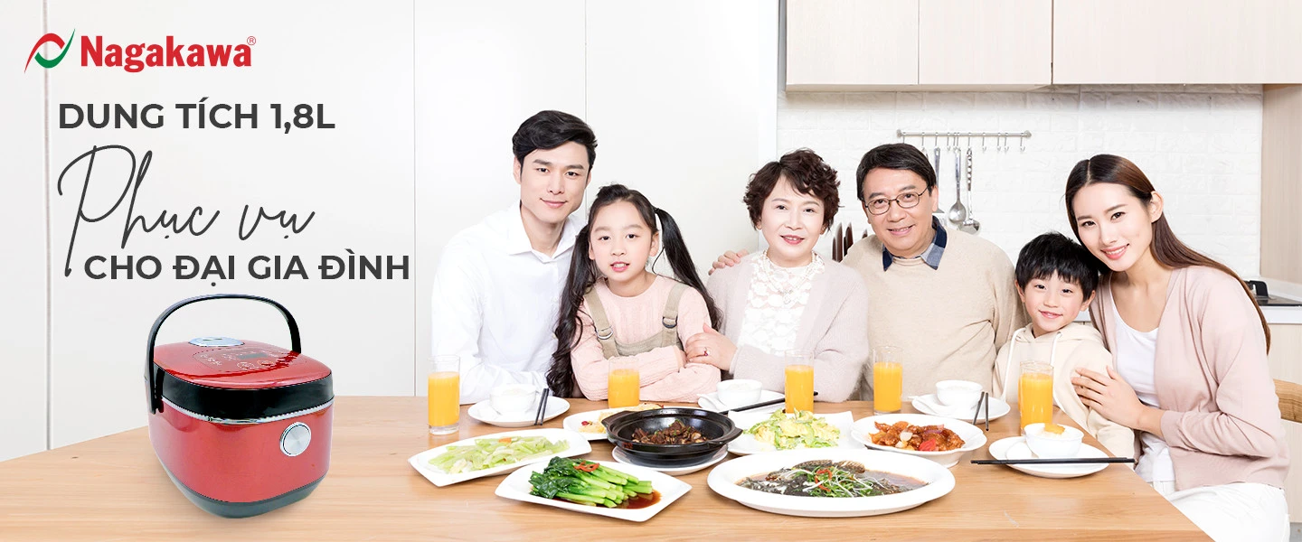 Nồi cơm điện 1,8L lòng niêu Nagakawa NAG0135 Nồi cơm điện 1,8L lòng niêu Nagakawa NAG0135