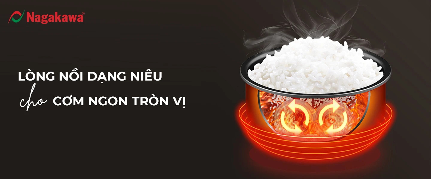 Nồi cơm điện 1,8L lòng niêu Nagakawa NAG0135 Nồi cơm điện 1,8L lòng niêu Nagakawa NAG0135