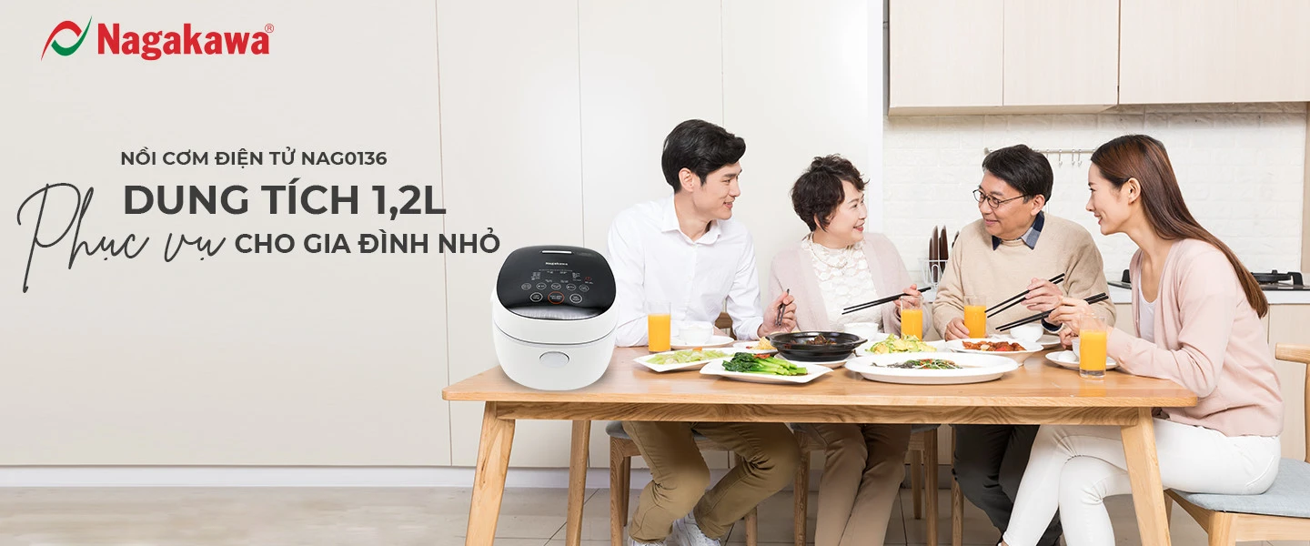 Nồi cơm điện 1.2L cảm ứng Nagakawa NAG0136 Nồi cơm điện 1.2L cảm ứng Nagakawa NAG0136