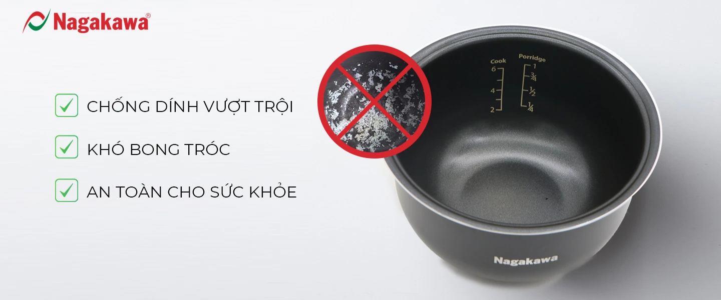 Nồi cơm điện 1.2L cảm ứng Nagakawa NAG0136 Nồi cơm điện 1.2L cảm ứng Nagakawa NAG0136
