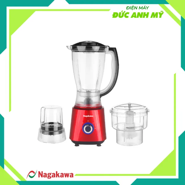 Máy xay sinh tố Nagakawa NAG0820 - Lưỡi 4 cánh kèm 3 cối tiện lợi