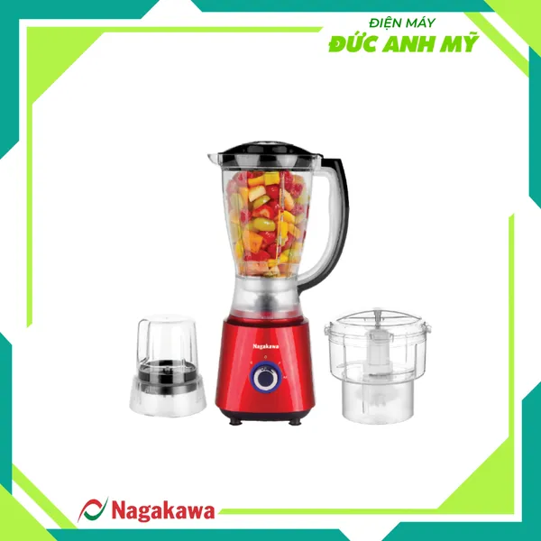 Máy xay sinh tố Nagakawa NAG0820 - Lưỡi 4 cánh kèm 3 cối tiện lợi