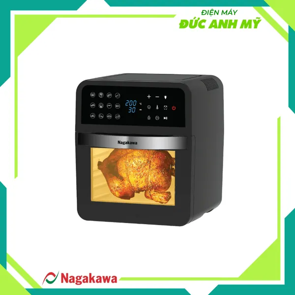 Nồi chiên không dầu Nagakawa NAG3307 12L - 12 chương trình nấu - Công nghệ Rapid Air 360 độ