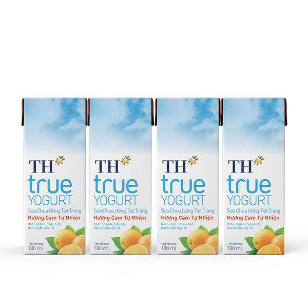 LỐc 4 hộp Sữa chua uống tiệt trùng TH true YOGURT hương Cam (180ml)