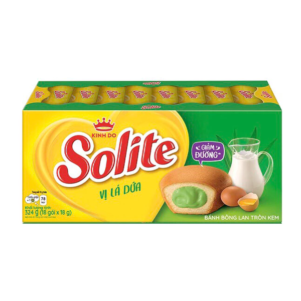 Bánh bông lan tầng Solite vị Lá Dứa (Hộp giấy 306g)