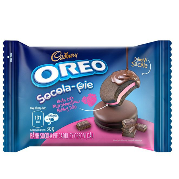 Bánh Cadbury Oreo Socola Vị Dâu Pie (Hộp 336g)