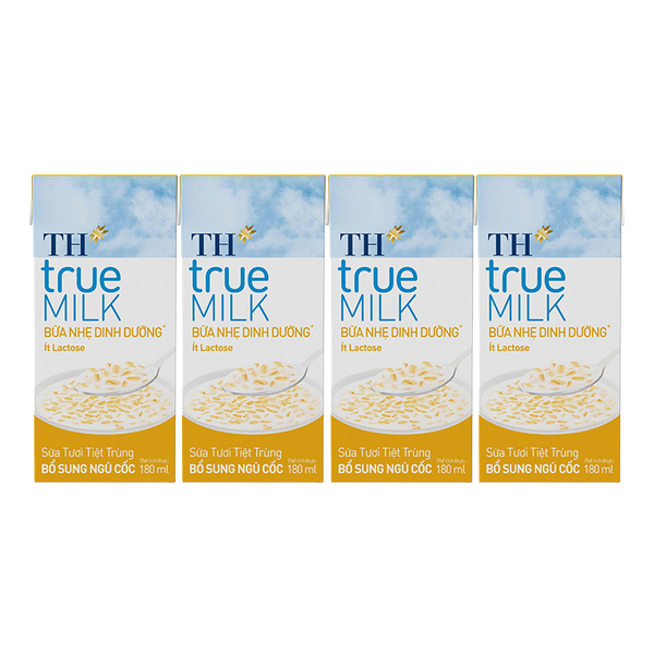 Lốc Sữa Tươi Tiệt Trùng Bổ Sung Ngũ Cốc TH true MILK 180ml