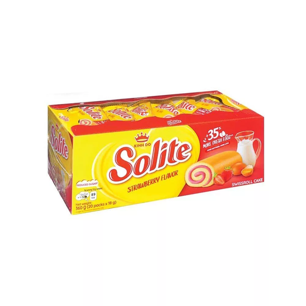 Bánh bông lan tầng Solite vị Dâu (Hộp giấy 306g)