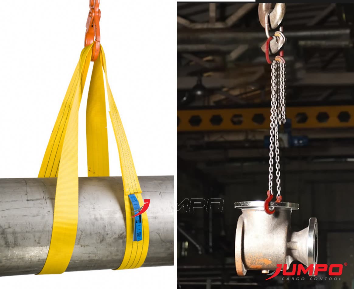 So sánh dây cáp vải cẩu so với dây xích cẩu G80 So sánh dây cáp vải cẩu so với dây xích cẩu G80