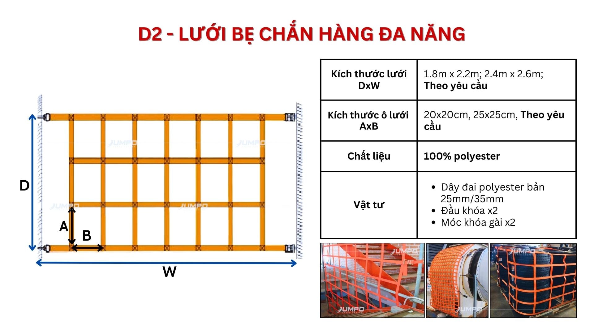 Cấu tạo và thông số kỹ thuật của lưới bẹ chằng pallet Cấu tạo và thông số kỹ thuật của lưới bẹ chằng pallet