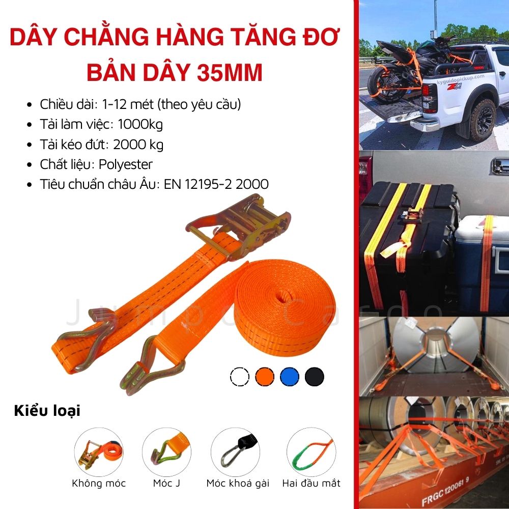 Dây chằng hàng tăng đơ 35mm 2 đầu móc Dây chằng hàng tăng đơ 35mm 2 đầu móc