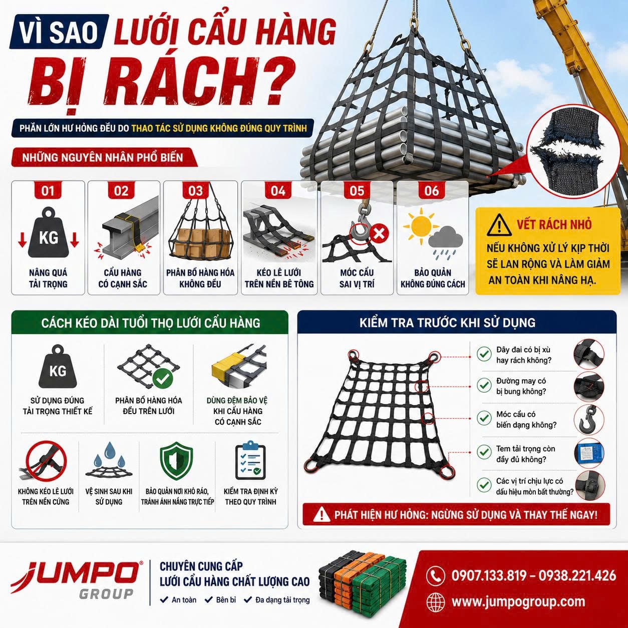 Lưới Cẩu Hàng Bị Rách Do Sử Dụng Sai Cách – Những Sai Lầm Cần Tránh Lưới Cẩu Hàng Bị Rách Do Sử Dụng Sai Cách – Những Sai Lầm Cần Tránh