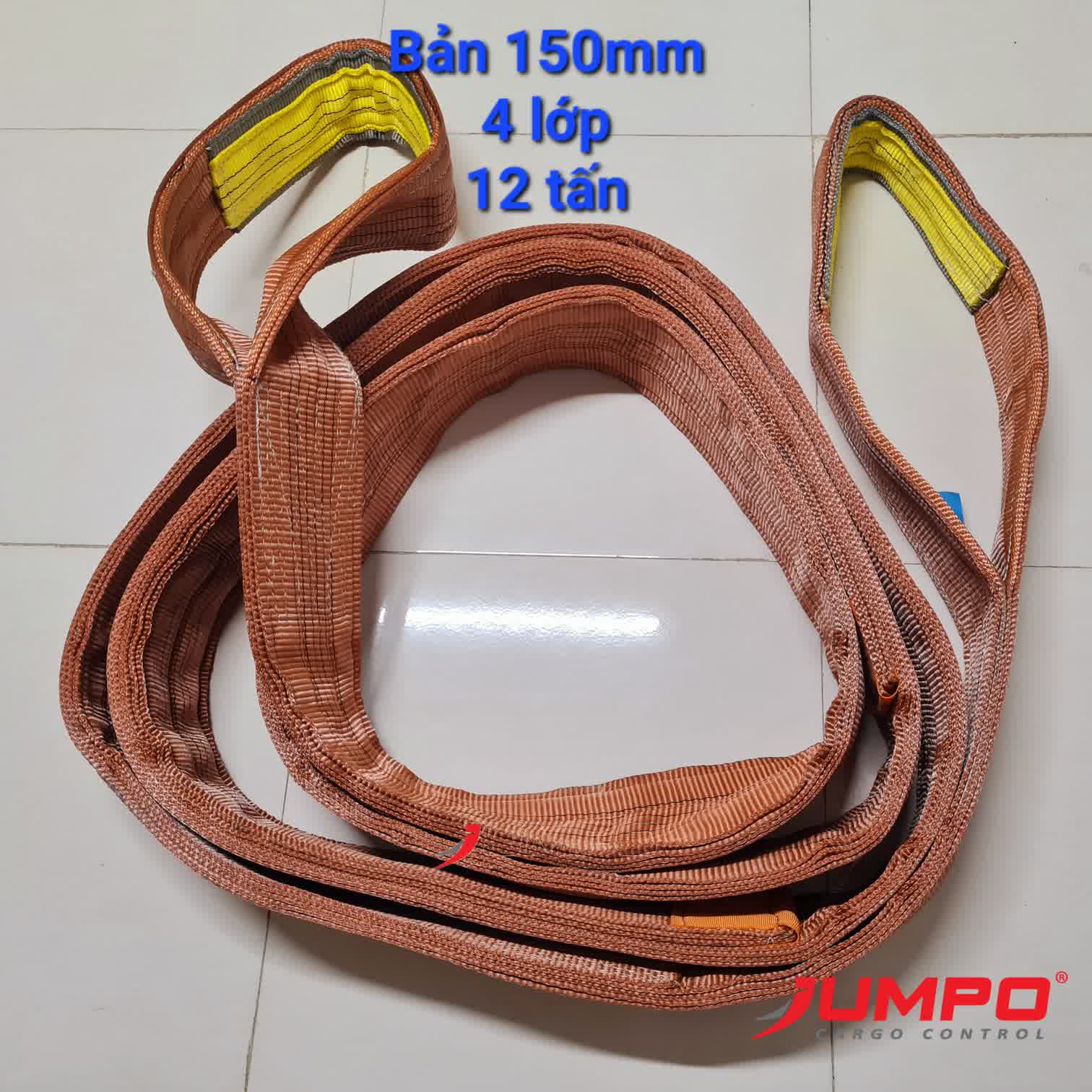 Dây cáp vải cẩu hàng bản dẹp may 4 lớp tăng tải gấp đôi Dây cáp vải cẩu hàng bản dẹp may 4 lớp tăng tải gấp đôi