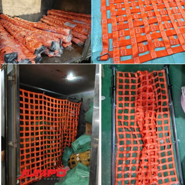 Kết hợp thanh chắn thùng container + lưới bẹ phân hàng Kết hợp thanh chắn thùng container + lưới bẹ phân hàng