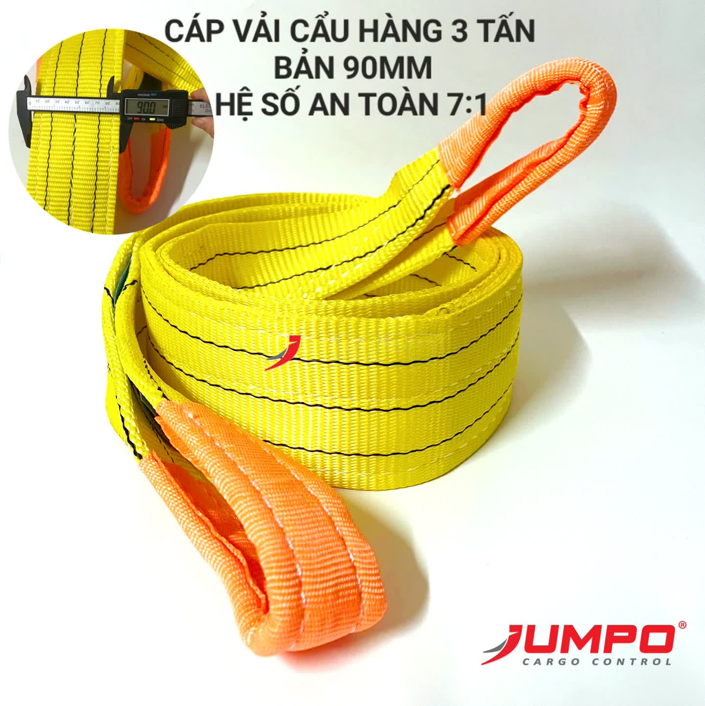 Dây Cáp Vải Cẩu Hàng 3 Tấn Bản 90mm Hệ Số 7:1 Dây Cáp Vải Cẩu Hàng 3 Tấn Bản 90mm Hệ Số 7:1