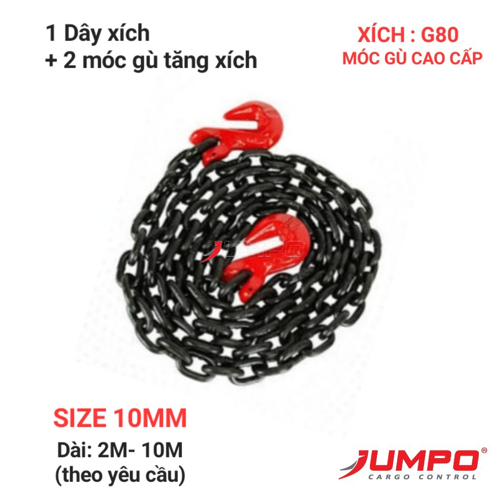 Dây xích chằng hàng container 2 móc Gù 10mm Dây xích chằng hàng container 2 móc Gù 10mm