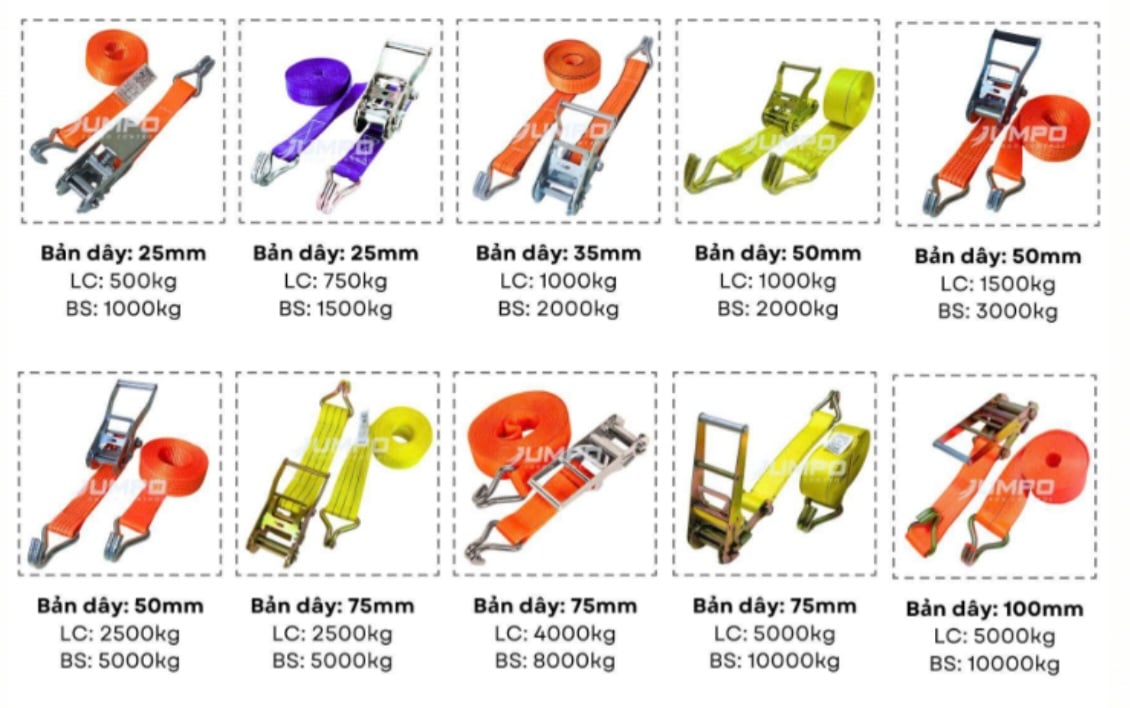 Các loại dây chằng hàng tăng đơ cơ bản của JUMPO CARGO Các loại dây chằng hàng tăng đơ cơ bản của JUMPO CARGO
