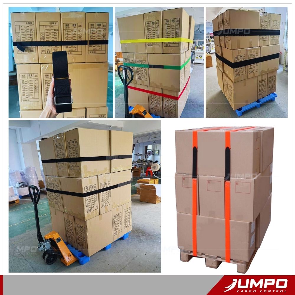 Ứng dụng Dây Đai Dán Xé Cố định hàng hóa trên pallet Ứng dụng Dây Đai Dán Xé Cố định hàng hóa trên pallet