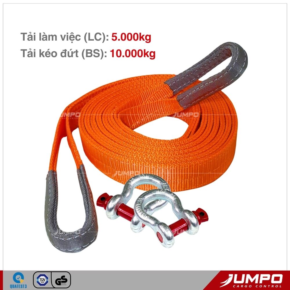 Cáp kéo cứu hộ ô tô loại 2 đầu mắt Cáp kéo cứu hộ ô tô loại 2 đầu mắt