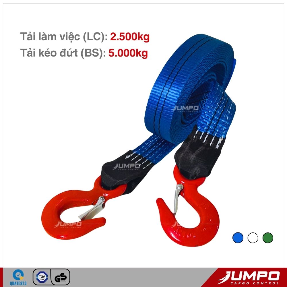 Dây cáp vải kéo hàng, kéo pallet, kéo cứu hộ ô tô 5 tấn - 10 tấn 2 đầu móc