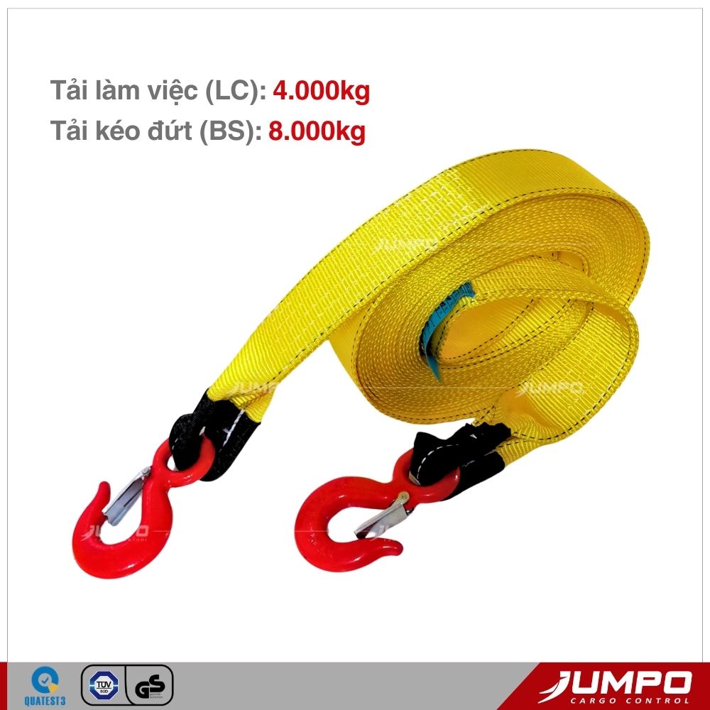 Dây cáp vải kéo hàng, kéo pallet, kéo cứu hộ ô tô 5 tấn - 10 tấn 2 đầu móc