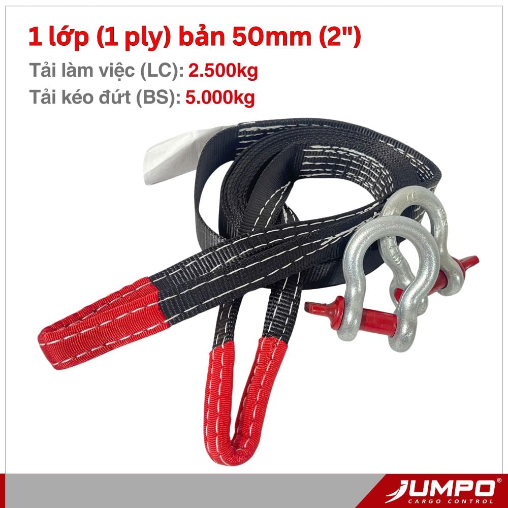 Cáp Vải Kéo Xe 5 Tấn Hai Đầu Mắt Cáp Vải Kéo Xe 5 Tấn Hai Đầu Mắt