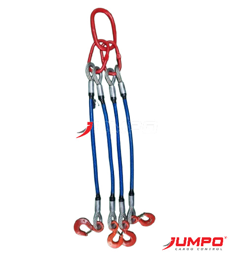 Cấu tạo Sling cáp thép Hàn Quốc 4 chân thêm ống lót nhựa bảo vệ Cấu tạo Sling cáp thép Hàn Quốc 4 chân thêm ống lót nhựa bảo vệ