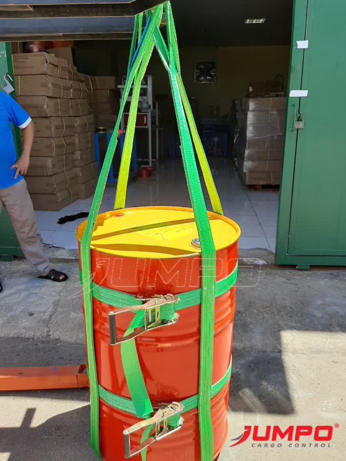 Dây cáp vải cẩu thùng phuy có có tăng đơ Dây cáp vải cẩu thùng phuy có có tăng đơ