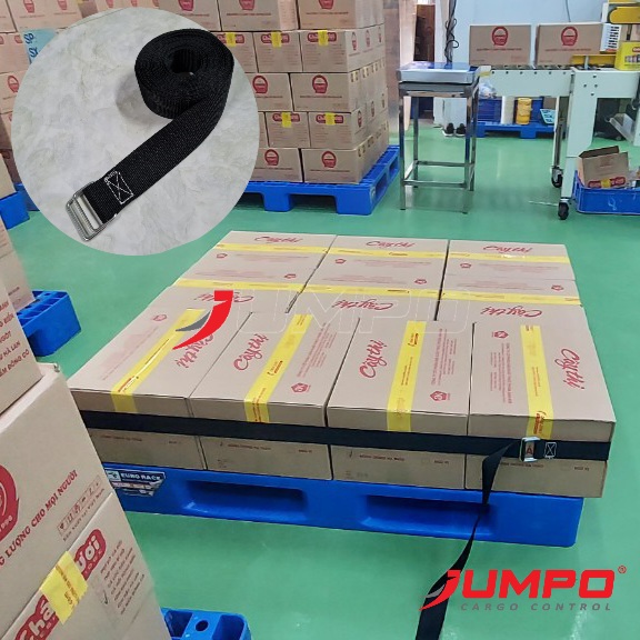 Ứng dụng dây đai chằng pallet bản 100mm -1 đầu gắn khoen chữ nhật Ứng dụng dây đai chằng pallet bản 100mm -1 đầu gắn khoen chữ nhật