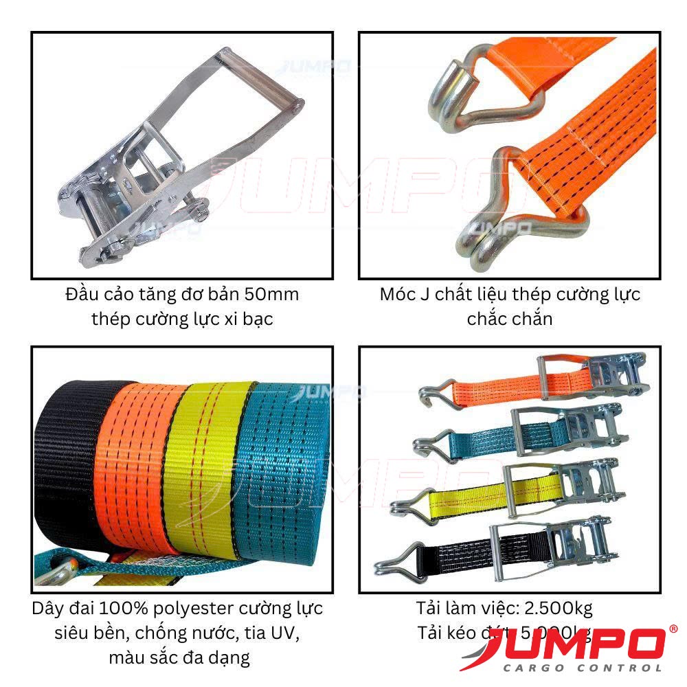 Cấu tạo cơ bản của dây chằng hàng tăng đơ 5 tấn bản 50mm Cấu tạo cơ bản của dây chằng hàng tăng đơ 5 tấn bản 50mm