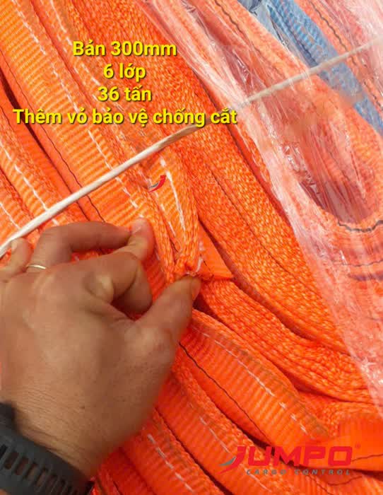 Dây cáp vải cẩu hàng 6 lớp tải (36 tấn) gấp 3 lần (tiêu chuẩn 12T) Dây cáp vải cẩu hàng 6 lớp tải (36 tấn) gấp 3 lần (tiêu chuẩn 12T)