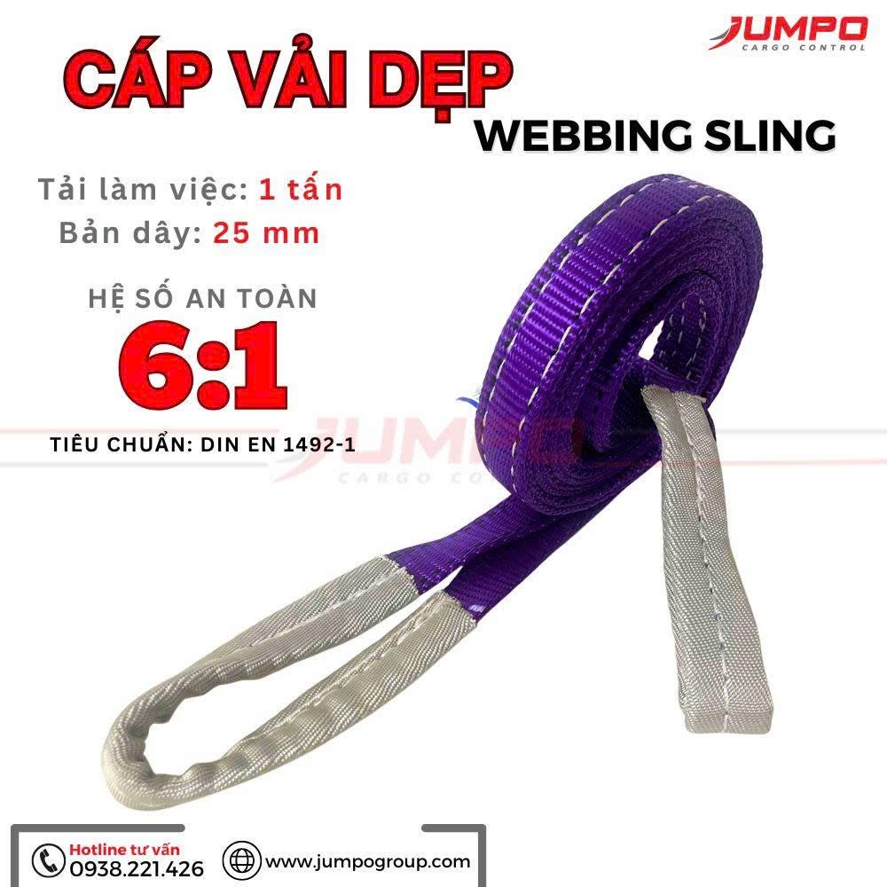 Dây Cáp Vải Cẩu Hàng 1 Tấn Bản Dẹt - JUMPO Dây Cáp Vải Cẩu Hàng 1 Tấn Bản Dẹt - JUMPO
