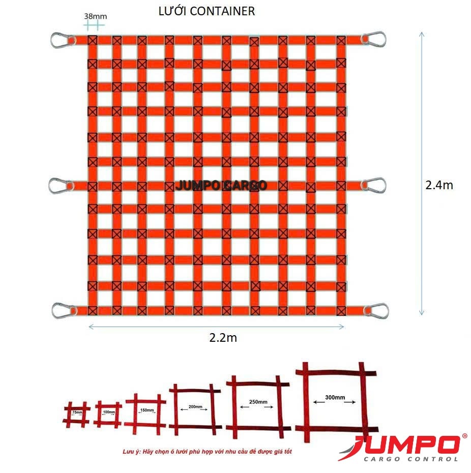 Lưới Dây Bẹ Polyester chằng hàng container Lưới Dây Bẹ Polyester chằng hàng container