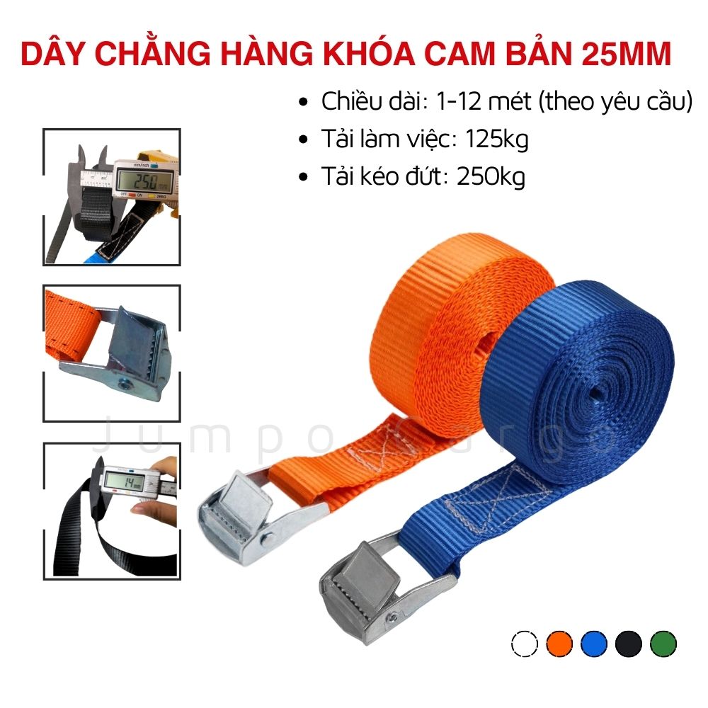 Thông số kỹ thuật chi tiết Dây chằng hàng khóa cam 250kg Thông số kỹ thuật chi tiết Dây chằng hàng khóa cam 250kg