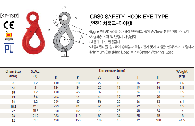 Móc cẩu mắt khóa an toàn KBC KP-1317