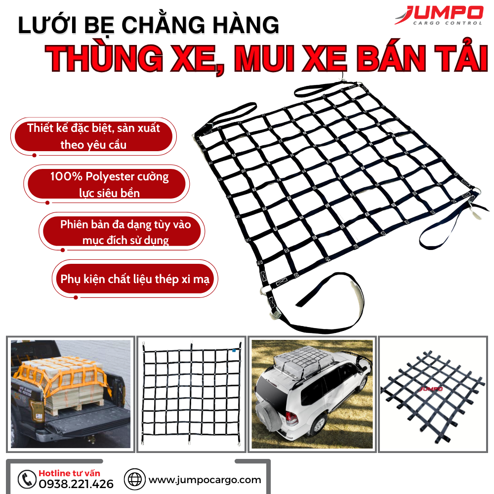 Lưới chằng hàng thùng xe thiết kế đặc biệt, sản xuất theo yêu cầu Lưới chằng hàng thùng xe thiết kế đặc biệt, sản xuất theo yêu cầu