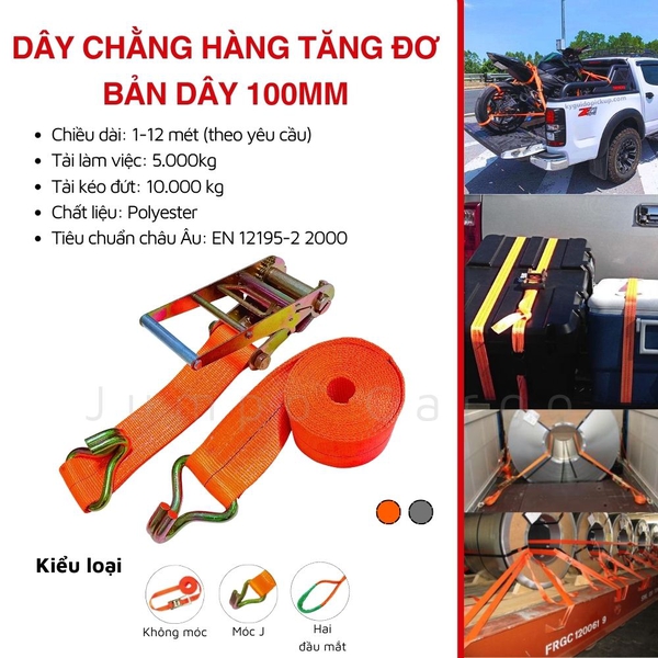 Đoạn ngắn đầu tăng đơ may móc bản 10cm 10 tấn