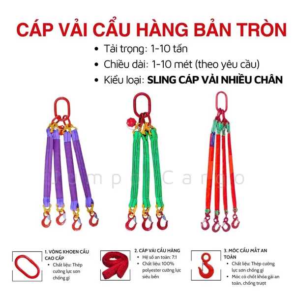Cáp Vải Cẩu Hàng Bản Tròn