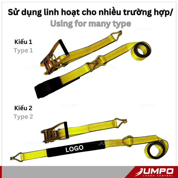 Dây Chằng Hàng Bản 5cm Móc J + D-ring