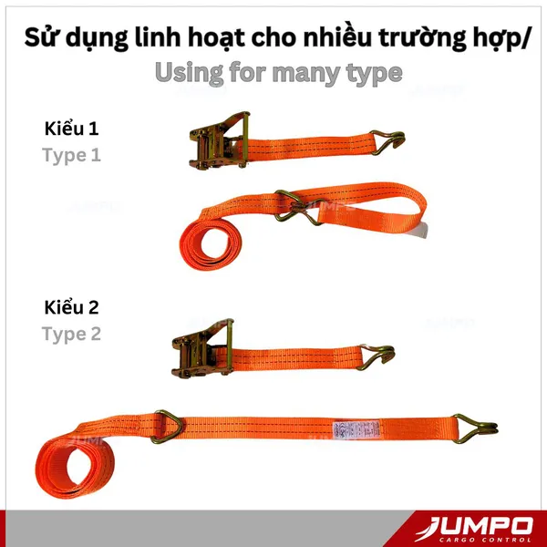 Dây Chằng Hàng Tăng Đơ Bản 35mm Móc J + D-ring