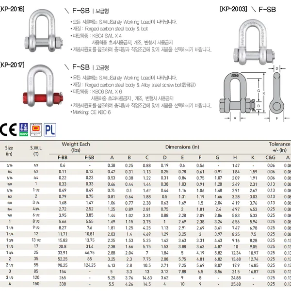 Ma ní chữ U chốt xỏ an toàn hiệu KBC - Korea