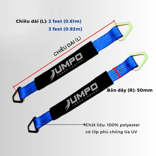 Dây chằng hàng trục bánh xe 2 đầu D-ring