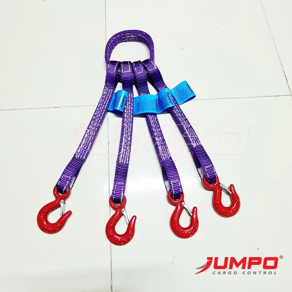 Cáp vải cẩu hàng 4 chân vòng khoen (khuyên) dây bẹ vải