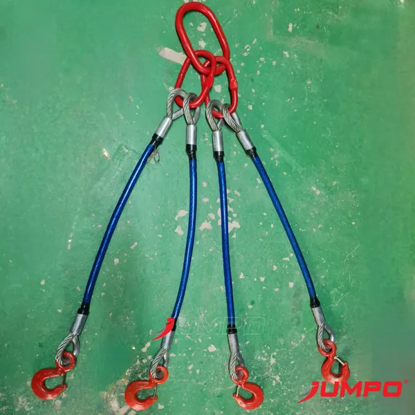 Sling cáp thép Hàn Quốc 4 chân thêm ống lót nhựa bảo vệ