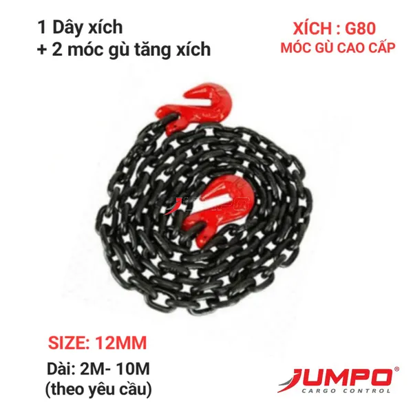 Dây xích chằng hàng 2 móc Gù cao cấp 12mm